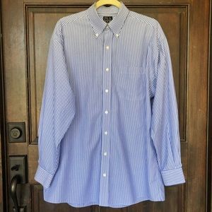Jos. A. Bank Travelers collection wrinkle free dress shirt 16-34 blue stripes L